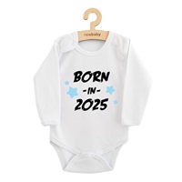 Detské body s potlačou New Baby BORN IN 2025 blue
