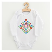 Detské body s potlačou New Baby Ľudový vzor vtáčiky