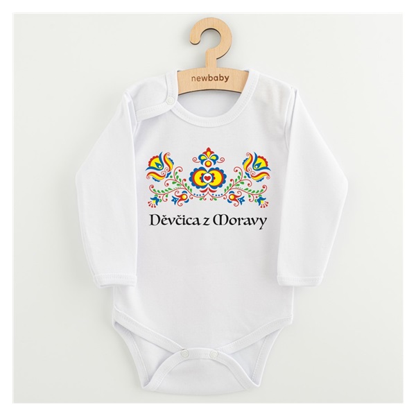 Detské body s potlačou New Baby Ľudový vzor Děvčica z Moravy