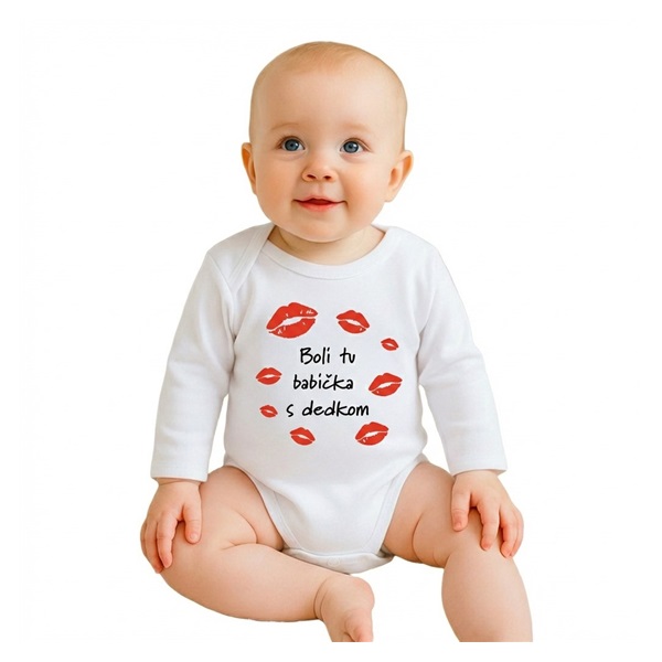 Detské body s potlačou New Baby Boli tu babička s dedkom