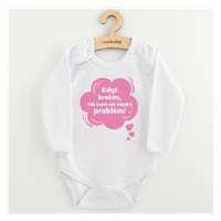 Detské body s potlačou New Baby Když brečím, tak mám asi nějaký problém! ružová