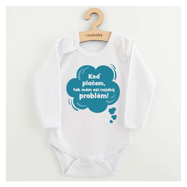Detské body s potlačou New Baby Keď plačem, tak mám asi nejaký problém! modrá