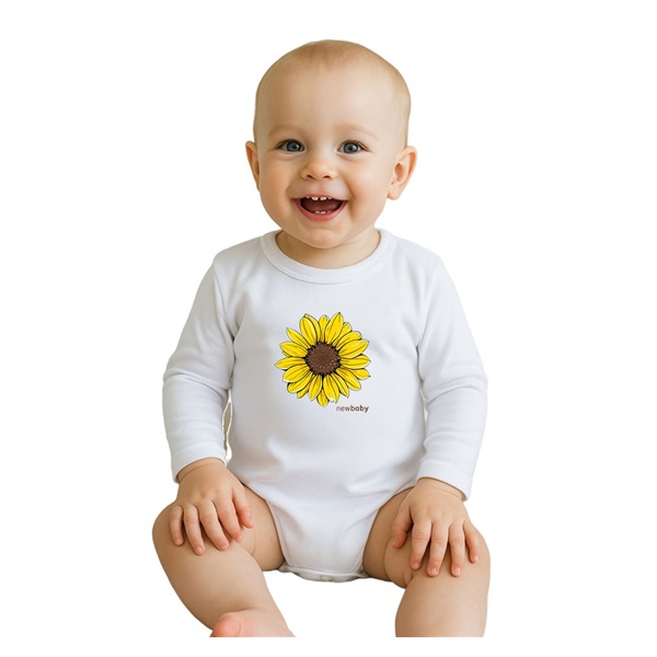 Detské body s potlačou New Baby Slnečnica - krátky rukáv