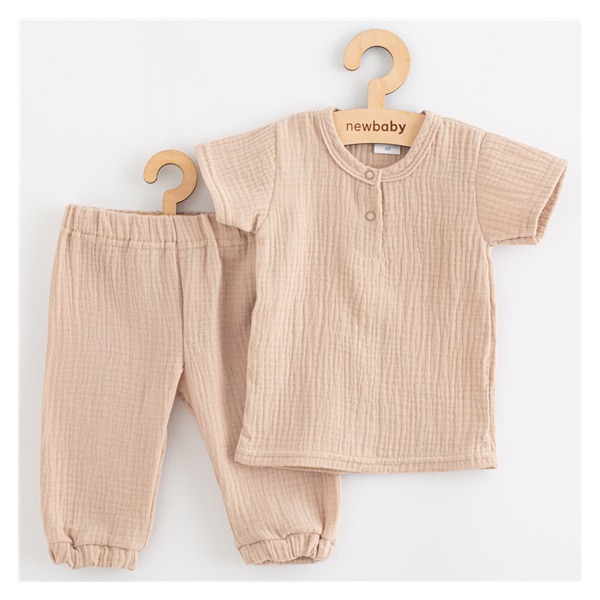 Kojenecká mušelínová súprava tričko a nohavice New Baby beige