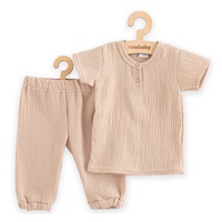 Kojenecká mušelínová súprava tričko a nohavice New Baby beige