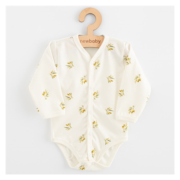 Dojčenské celorozopínacie body s dlhým rukávom z organickej bavlny New Baby Olivy