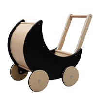 Drevený kočík, chodítko pre deti 2v1 Montessori Baby Mix čierny