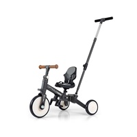 Detská trojkolka 5v1 Milly Mally Optimus Max s vodiacou tyčou dark grey