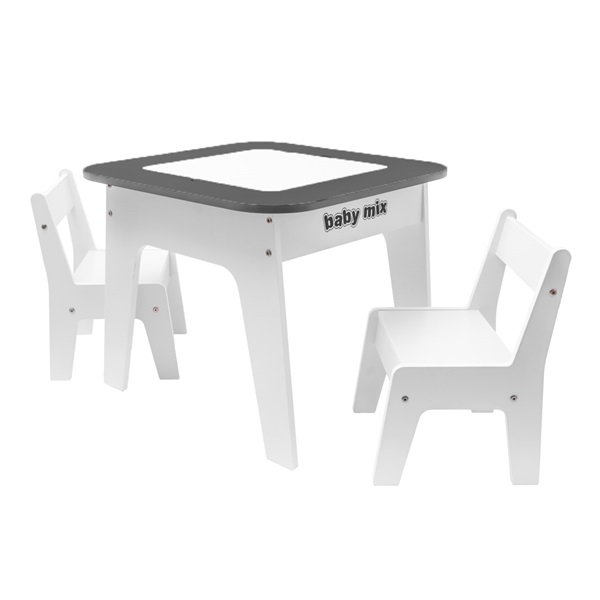 Detský stôl a stolička Baby mix Leaf Grey