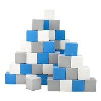 Penové kocky-sada 45 veľkých penových kociek Pyramída blue white grey