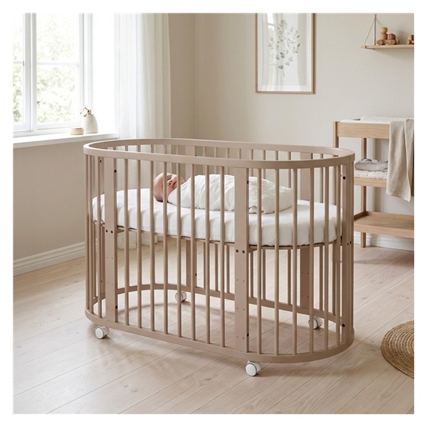 Detská rastúca postieľka 3v1 oválna + matrac New Baby kašmírová