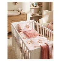 Obojstranný Set z Velvet a bavlny do kočíka New Baby Love Teddy Bear pink