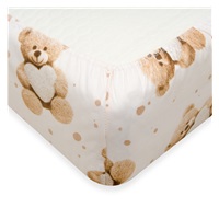 Bavlnené prestieradlo do postieľky New Baby Love Teddy Bear 120x60 cm beige