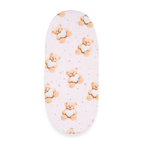 Bavlnené prestieradlo do kočíka New Baby Love Teddy Bear pink 35x75 cm