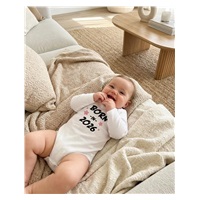 Detské body s potlačou New Baby BORN IN 2026 pink