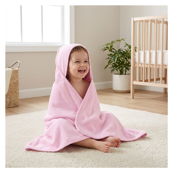 Detská froté osuška s kapucňou New Baby 100x100 cm pink