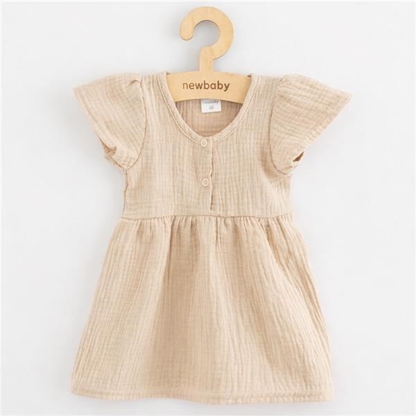 Dojčenské mušelínové šaty New Baby beige