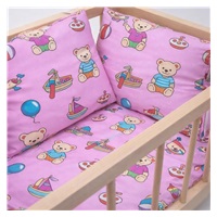 Drevená postieľka-kolíska pre bábiky s obliečkami Baby Mix bears
