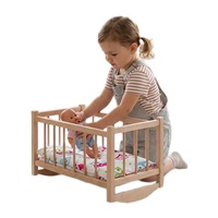 Drevená postieľka-kolíska pre bábiky s obliečkami Baby Mix bears