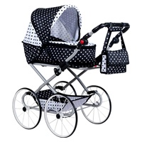 Detský Retro kočík pre bábiky 2v1 New Baby Natálka bielo-čierny (POŠKODENÝ OBAL)