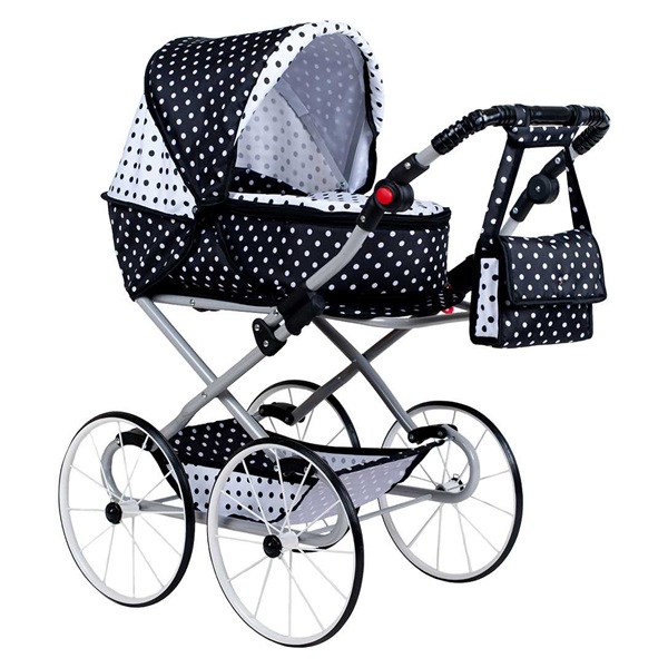 Detský Retro kočík pre bábiky 2v1 New Baby Natálka bielo-čierny (POŠKODENÝ OBAL)