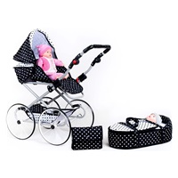 Detský Retro kočík pre bábiky 2v1 New Baby Natálka bielo-čierny (POŠKODENÝ OBAL)