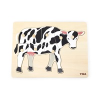 Detské drevené puzzle s úchytmi Viga Cow