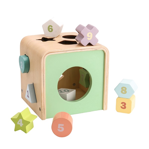 Vkladacia kocka s tvarmi Montessori Baby Mix