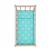 Drevená postieľka-kolíska pre bábiky s obliečkami Baby Mix stars mint