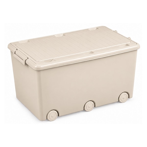 Viacúčelový box na hračky na kolieskach Tega light beige
