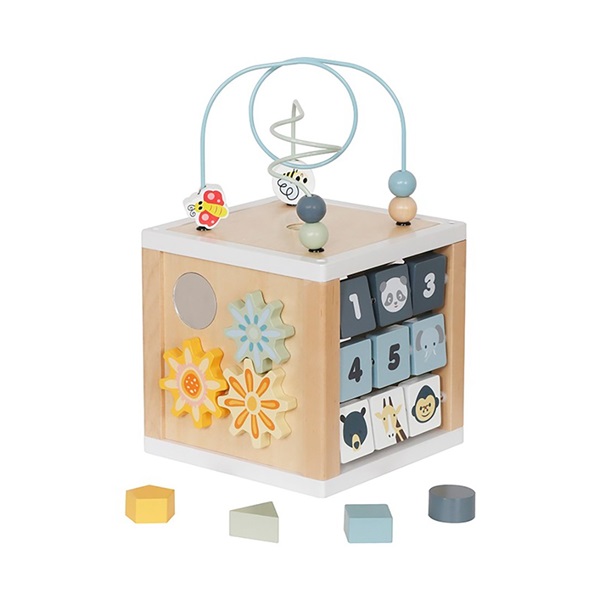 Detská drevená Montessori kocka s aktivitami Baby Mix